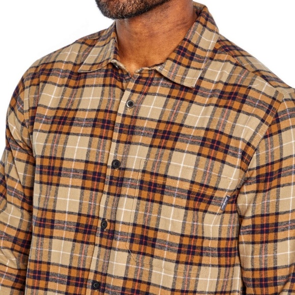 EDDIE Bauer Men’s Khaki Plaid Flannel 100% yarn-dyed cotton shirt - Picture 4 of 4